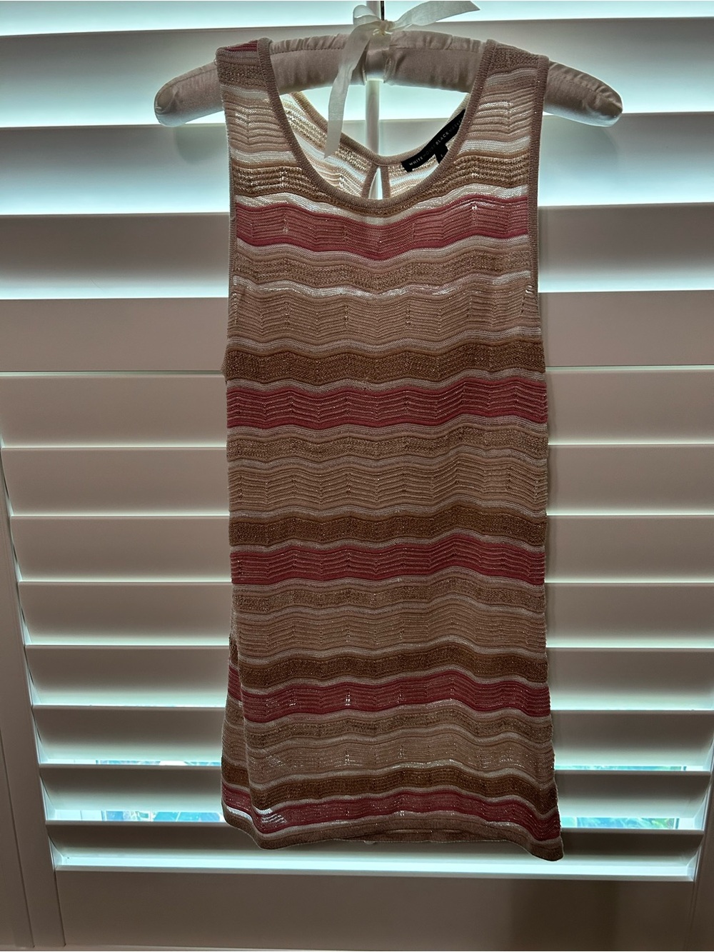 White House Black Market Sleeveless Knit Tank - Pink, Tan & Cream Stripes